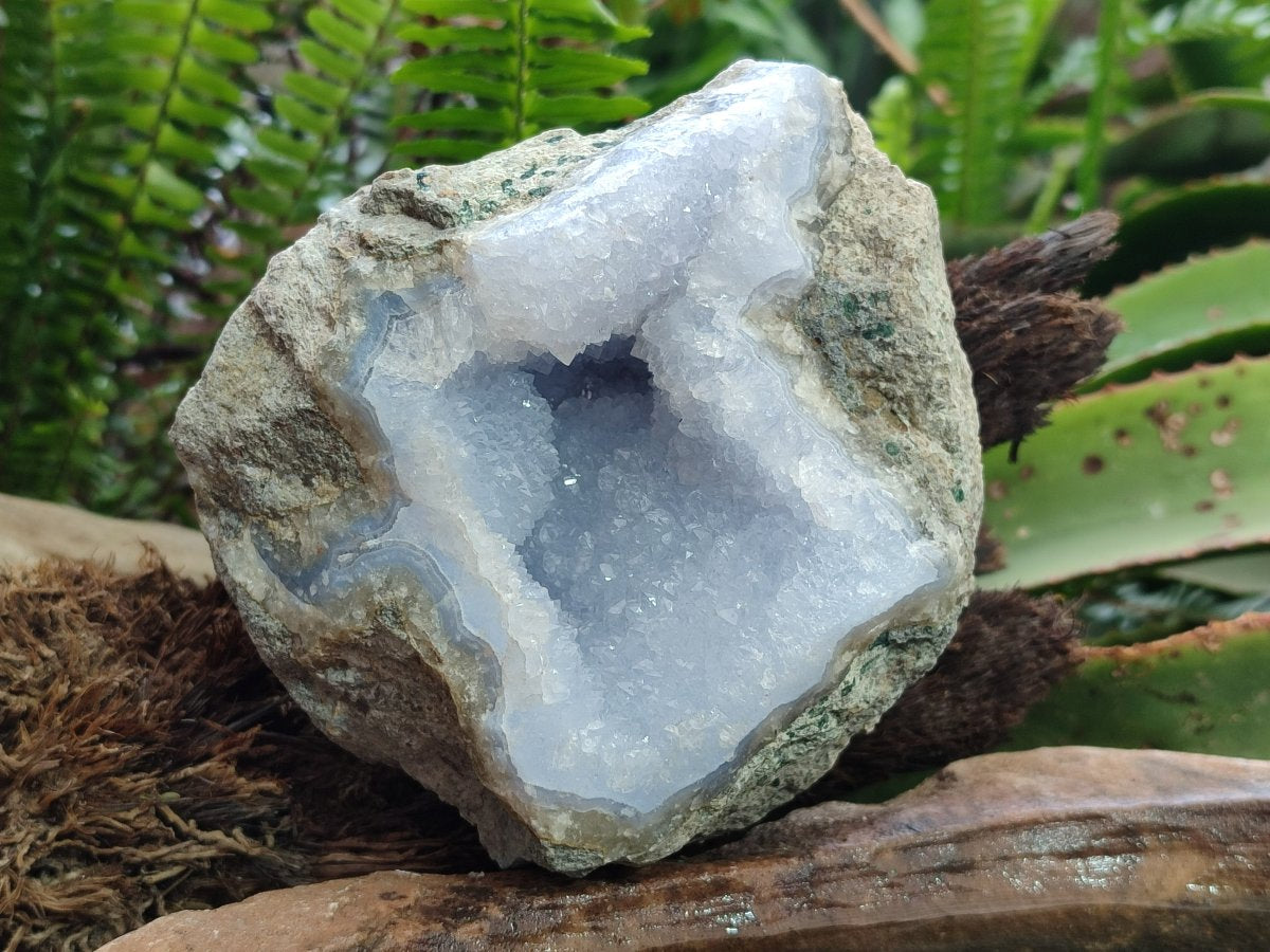 Natural Blue Lace Agate Geode Specimens x 2 From Nsanje, Malawi