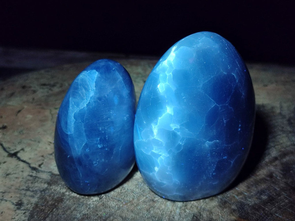 Polished Blue Calcite Standing Display Pieces x 4 From Madagascar - Toprock Gemstones and Minerals 