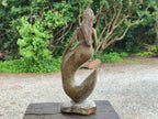 Hand Made Leopard Stone and Soapstone Naked Mermaid Carvings x 2 From Zimbabwe
