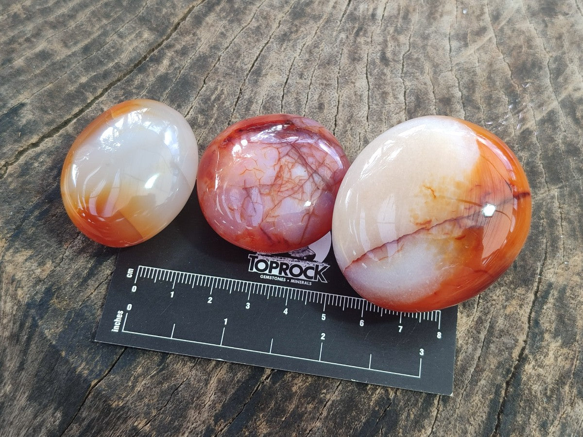 Polished Carnelian Agate Gemstone Galets x 25 From Madagascar