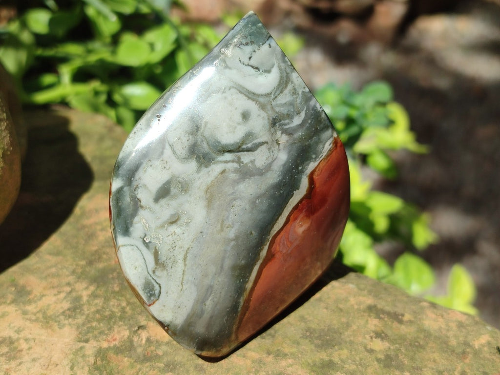 Polished Polychrome Jasper Standing Flame Display Pieces x 6 From Androka, Madagascar