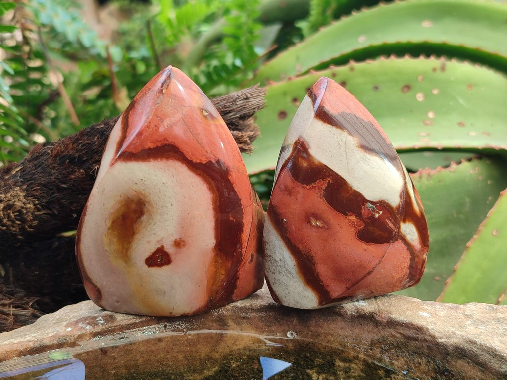 Polished Polychrome Jasper Standing Flame Display Pieces x 6 From Androka, Madagascar