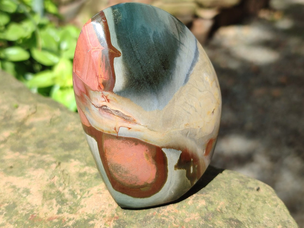 Polished Polychrome Jasper Standing Flame Display Pieces x 6 From Androka, Madagascar