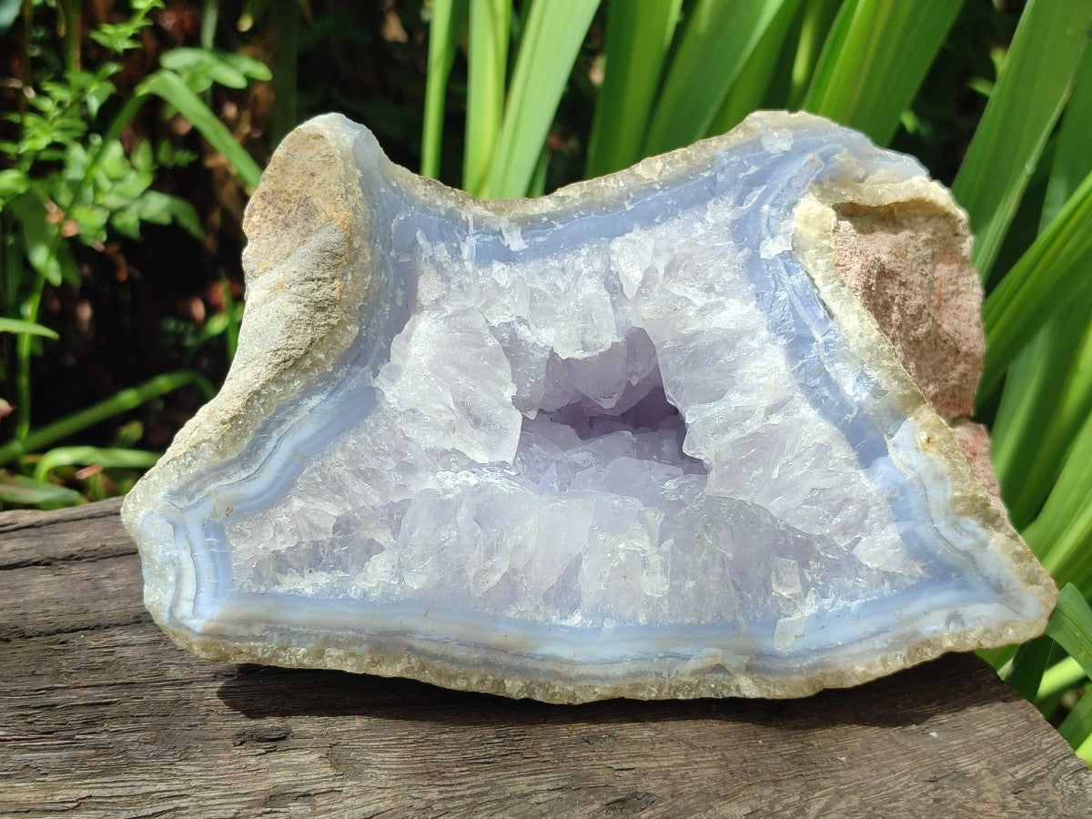 Natural Large Blue Lace Agate Geode and Vug Specimens x 2 From Nsanje, Malawi