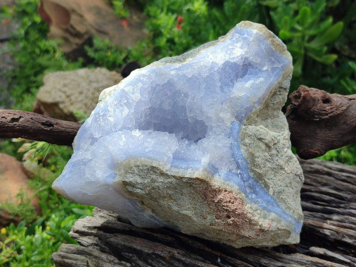 Natural Large Blue Lace Agate Geode and Vug Specimens x 2 From Nsanje, Malawi