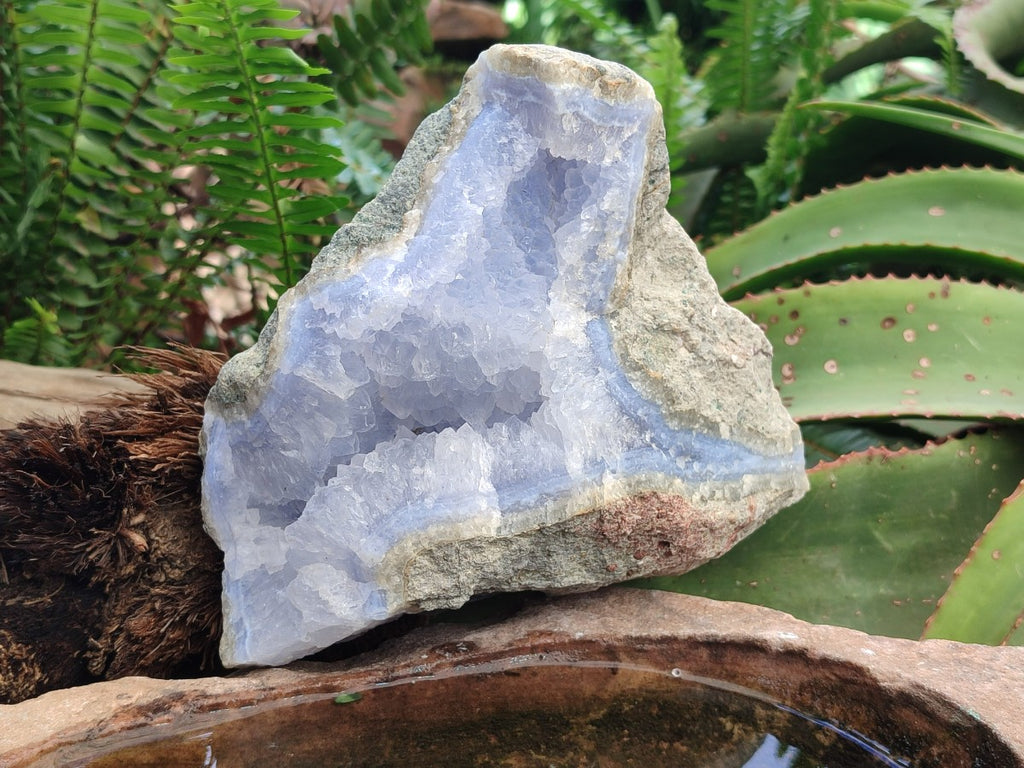 Natural Large Blue Lace Agate Geode and Vug Specimens x 2 From Nsanje, Malawi