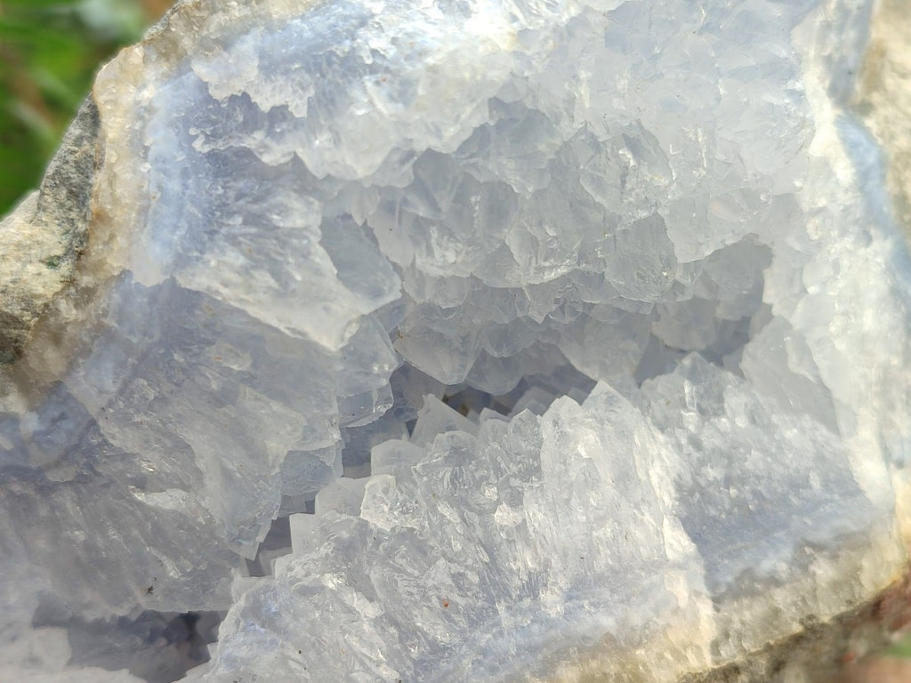 Natural Large Blue Lace Agate Geode and Vug Specimens x 2 From Nsanje, Malawi