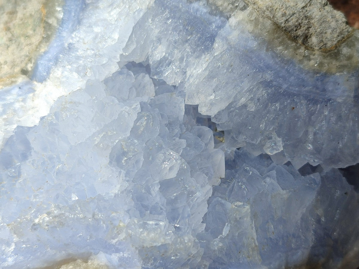 Natural Large Blue Lace Agate Geode and Vug Specimens x 2 From Nsanje, Malawi
