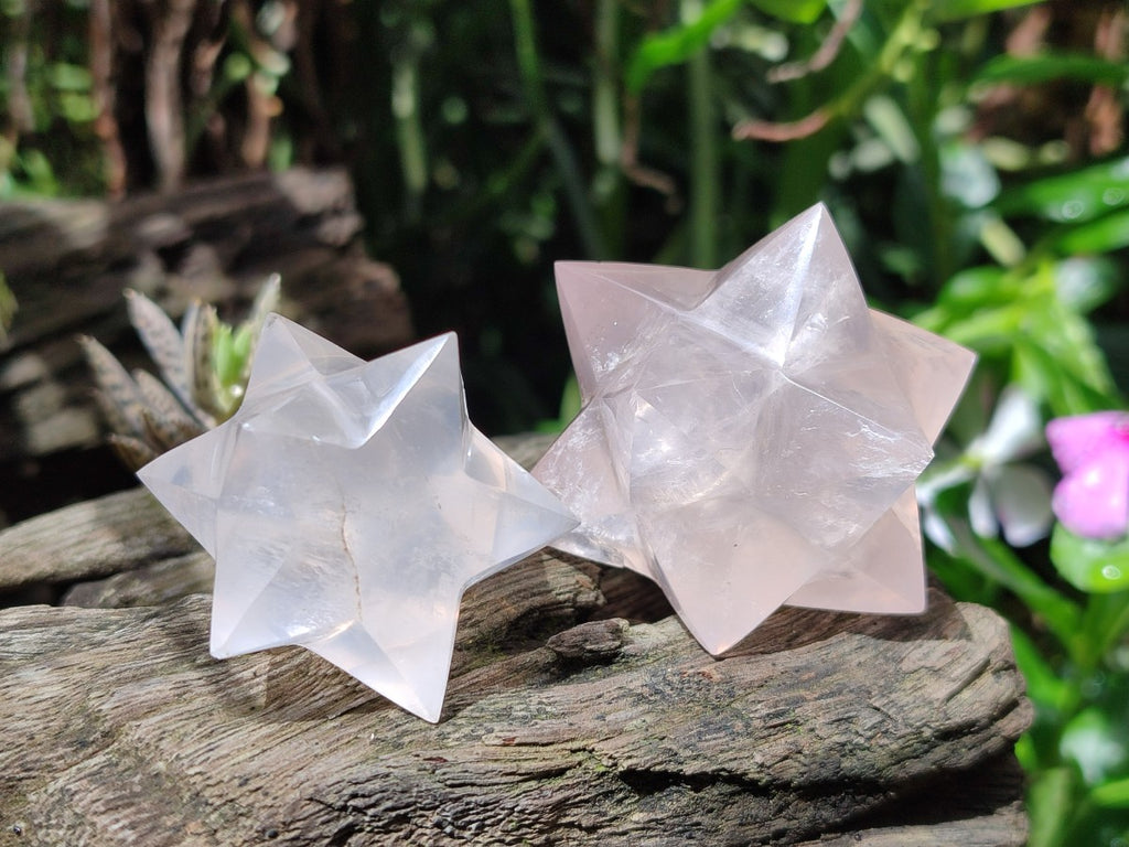 Polished Gemmy Rose Quartz Merkabah Stars x 4 From Ambatondrazaka, Madagascar