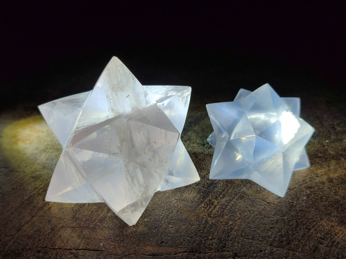 Polished Gemmy Rose Quartz Merkabah Stars x 4 From Ambatondrazaka, Madagascar