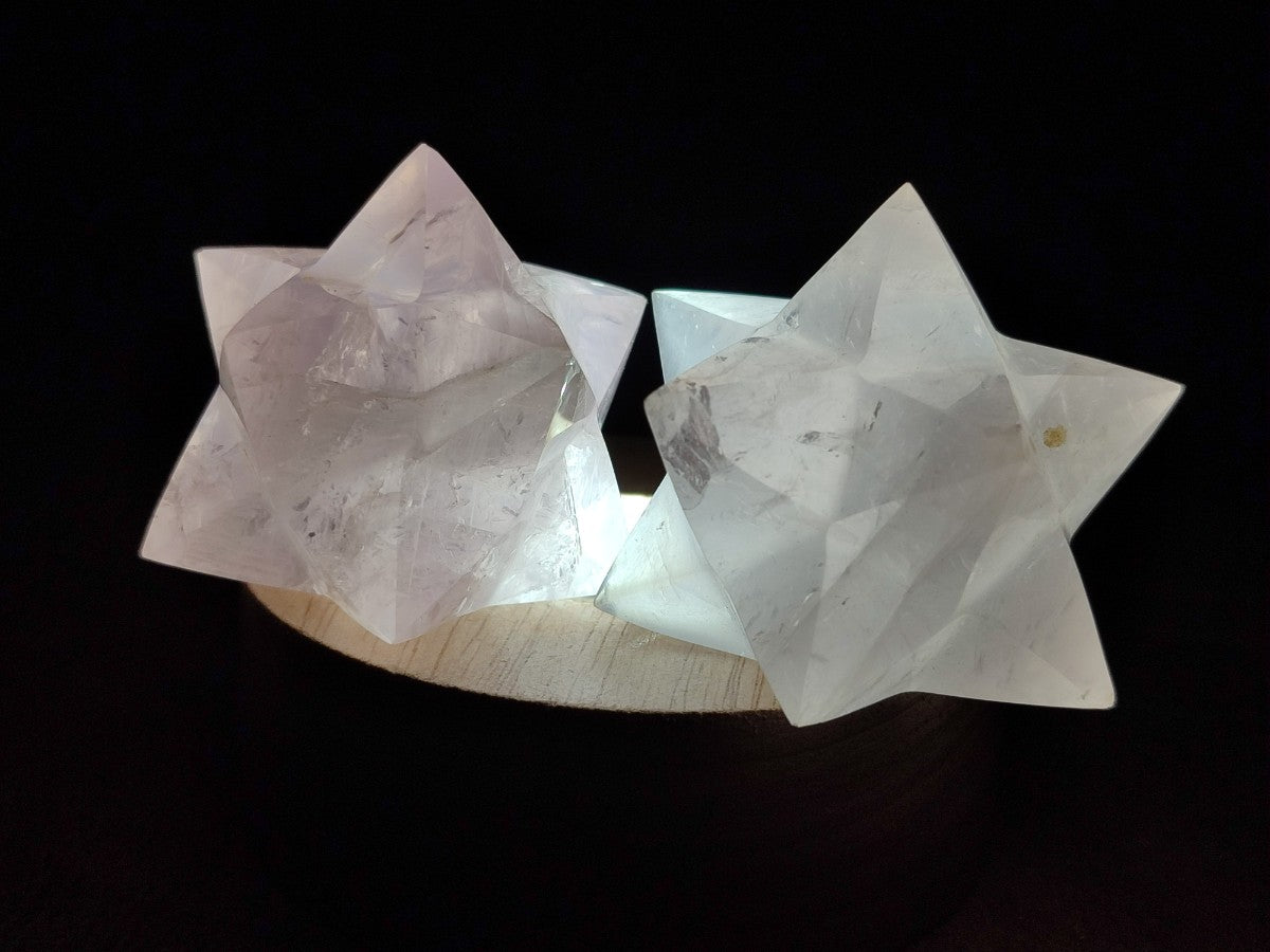 Polished Gemmy Rose Quartz Merkabah Stars x 4 From Ambatondrazaka, Madagascar
