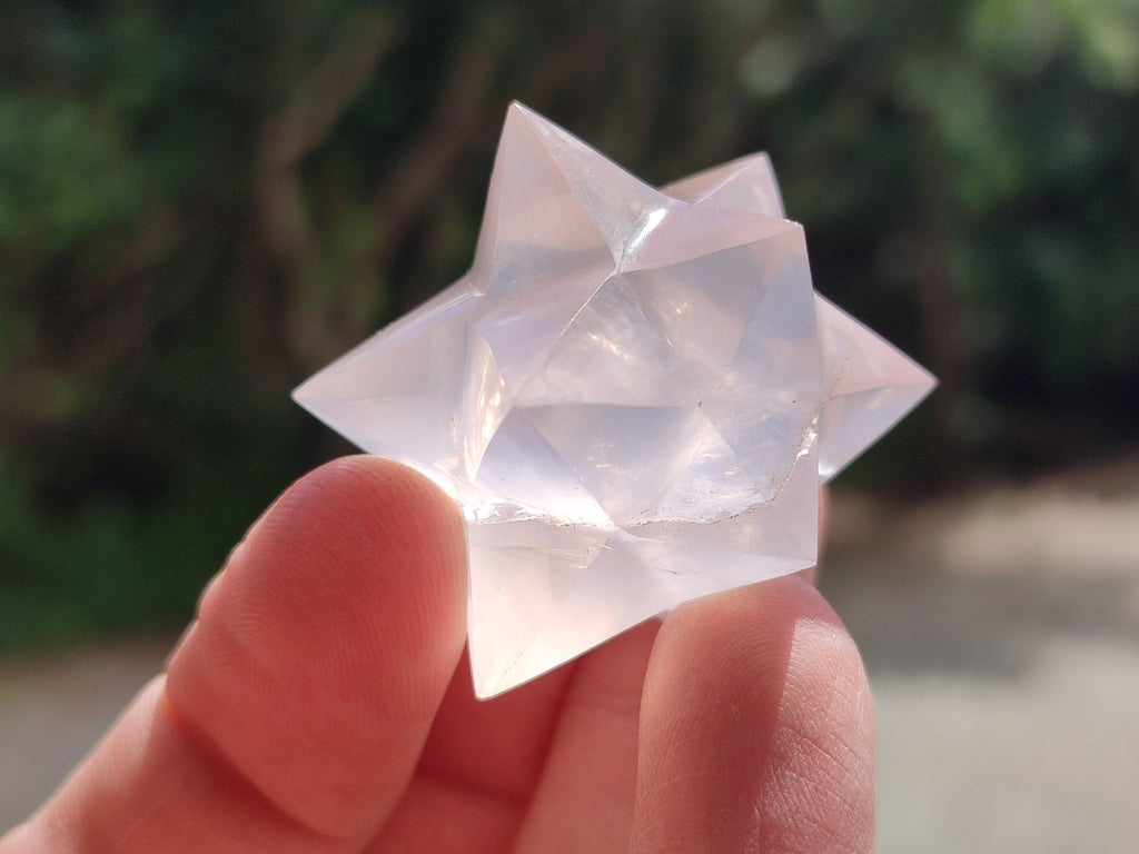 Polished Gemmy Rose Quartz Merkabah Stars x 4 From Ambatondrazaka, Madagascar