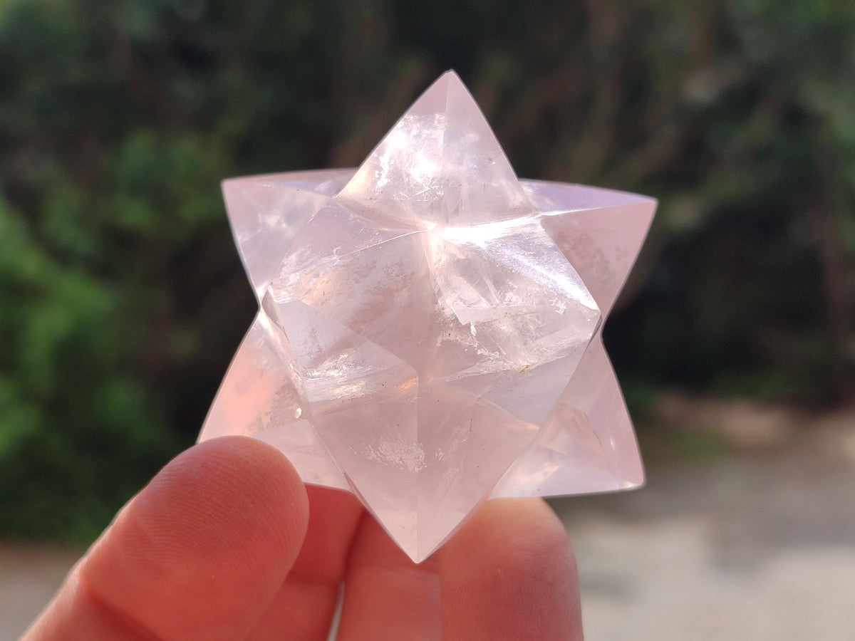 Polished Gemmy Rose Quartz Merkabah Stars x 4 From Ambatondrazaka, Madagascar