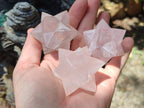 Polished Gemmy Rose Quartz Merkabah Stars x 4 From Ambatondrazaka, Madagascar