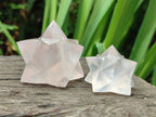 Polished Gemmy Rose Quartz Merkabah Stars x 4 From Ambatondrazaka, Madagascar