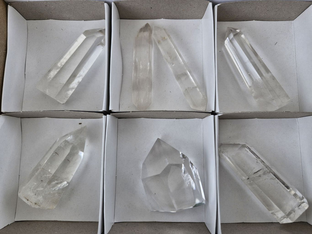 Polished Semi Optic Clear Quartz Crystals  x 7 From Madagascar - Toprock Gemstones and Minerals 