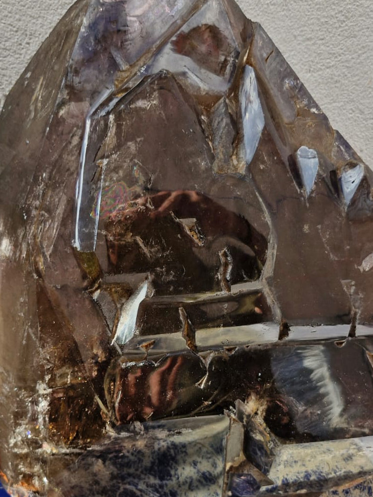 (+12 WEEKS!) Polished XXL Cascading Smokey Window Quartz Crystal with Enhydro x 1 From Akansobe, Madagascar