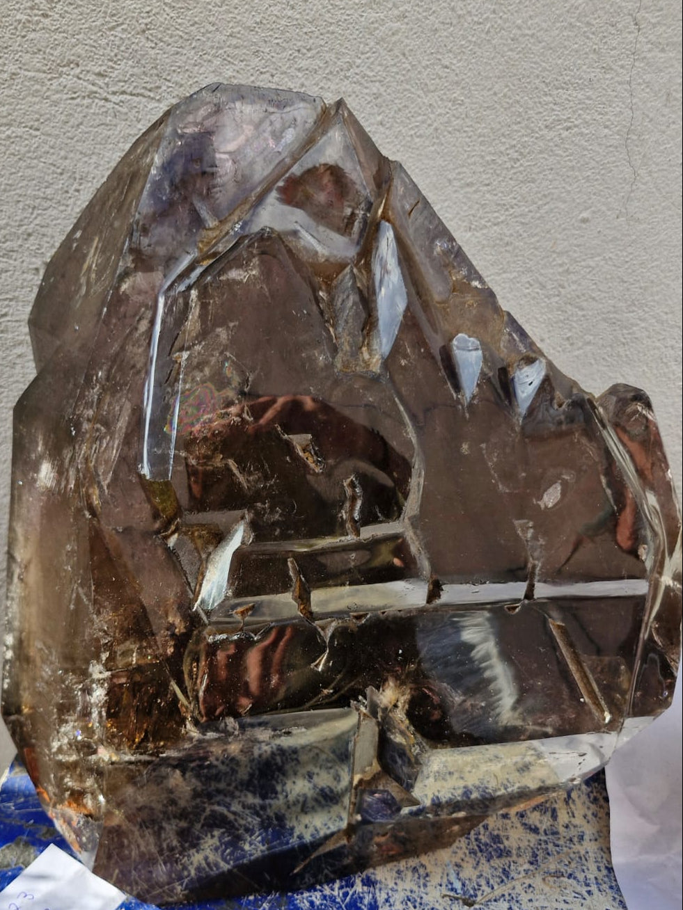 (+12 WEEKS!) Polished XXL Cascading Smokey Window Quartz Crystal with Enhydro x 1 From Akansobe, Madagascar