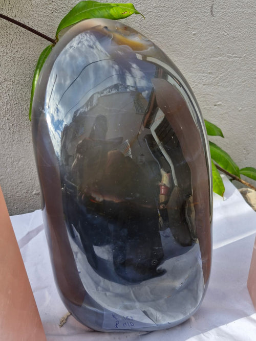 (+12 WEEKS!) Polished XL Smokey Agate Standing Display Piece x 1 From Maintirano, Madagascar