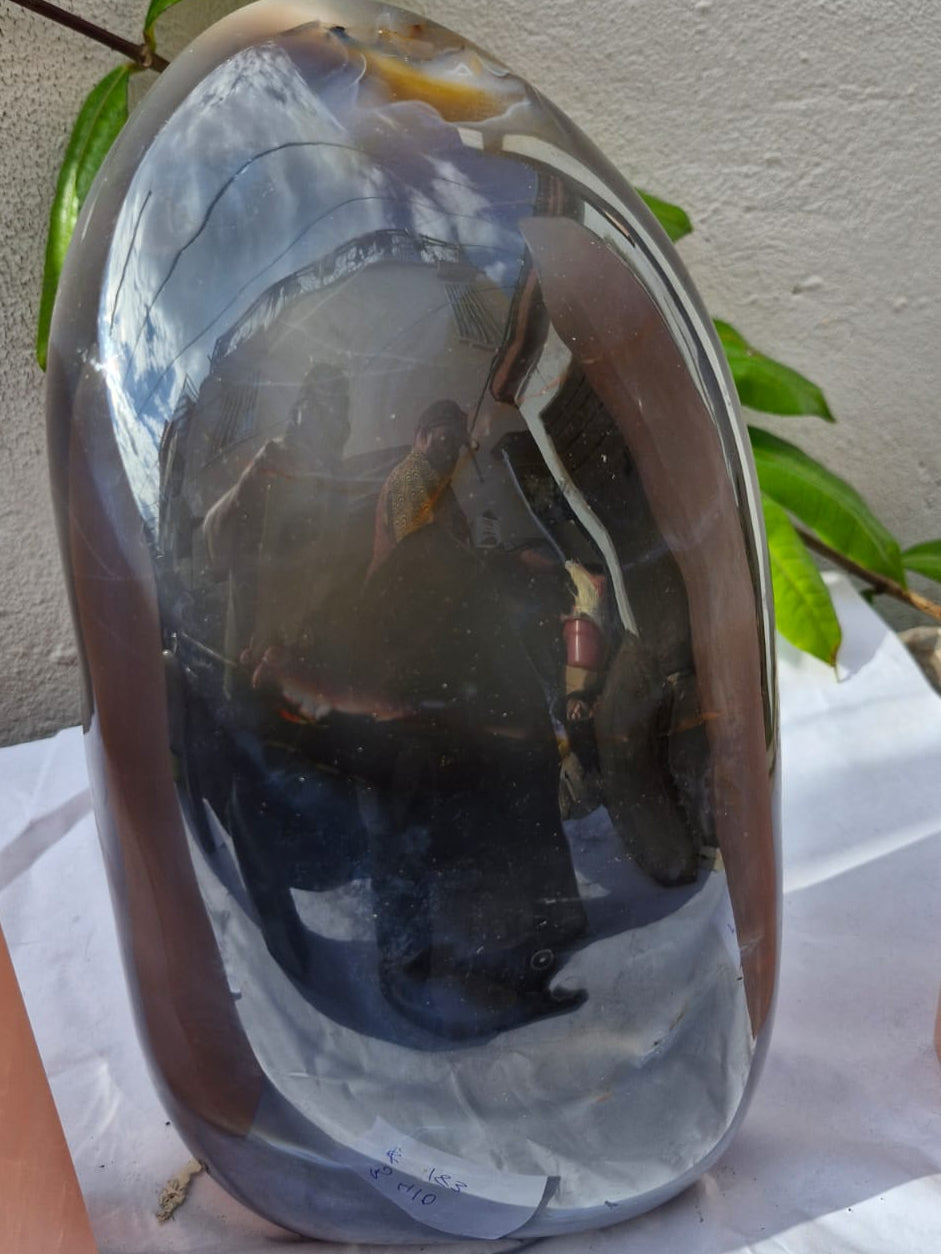 (+12 WEEKS!) Polished XL Smokey Agate Standing Display Piece x 1 From Maintirano, Madagascar