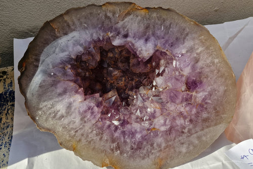(+12 WEEKS!) Polished and Natural Large Agate Dark Amethyst Crystal Geode x 1 From Maintirano, Madagascar
