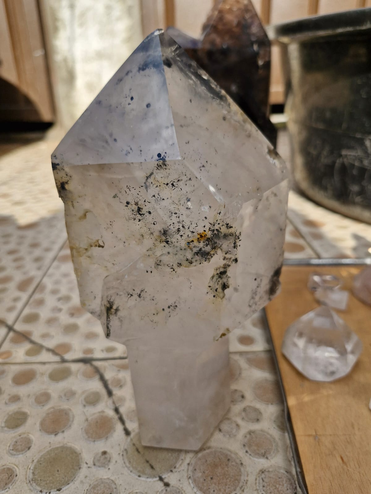 (+12 WEEKS!) Polished Large Clear Sceptre Quartz Crystal with Inclusions x 1 From Andilamena, Madagascar