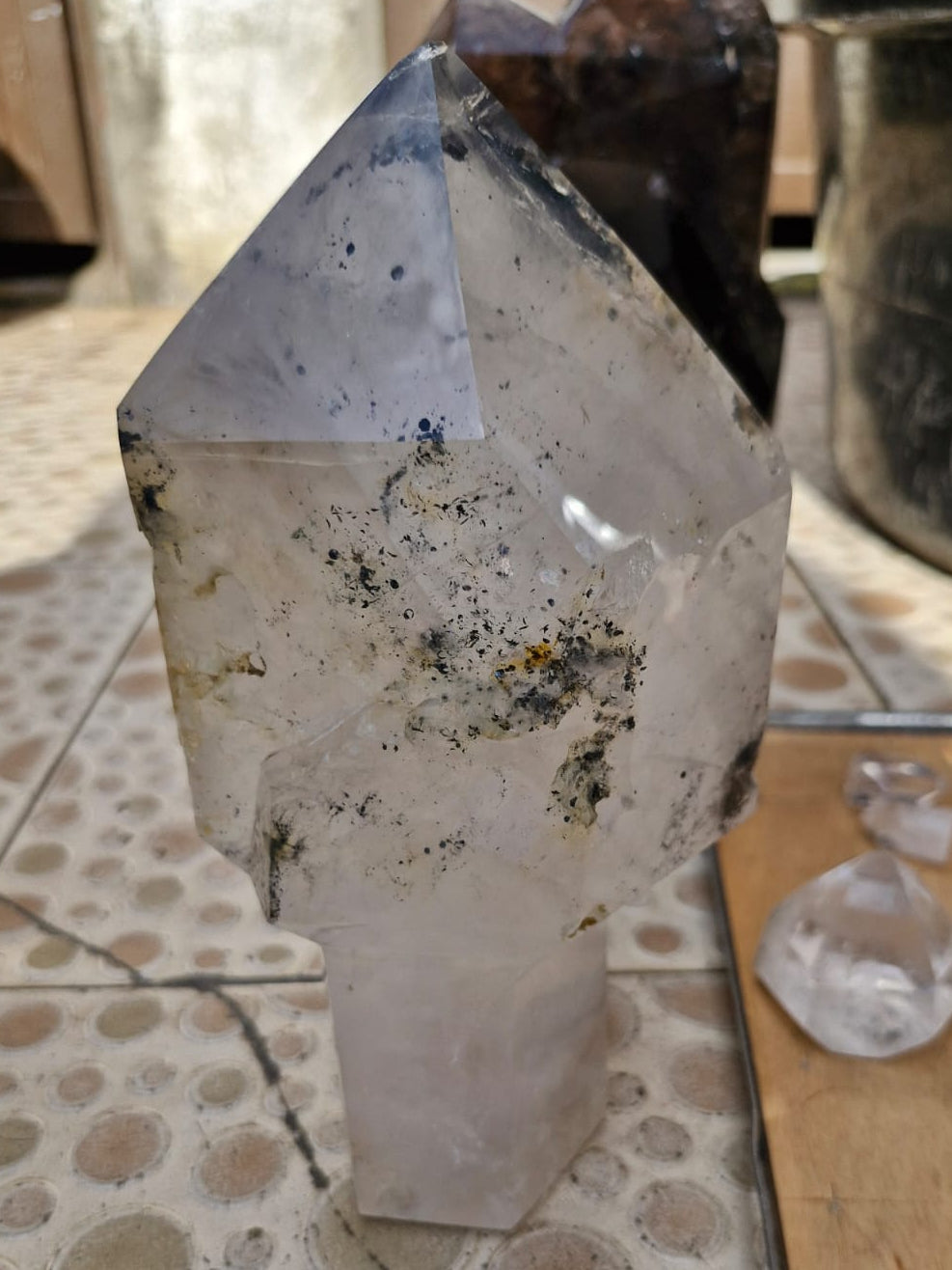 (+12 WEEKS!) Polished Large Clear Sceptre Quartz Crystal with Inclusions x 1 From Andilamena, Madagascar