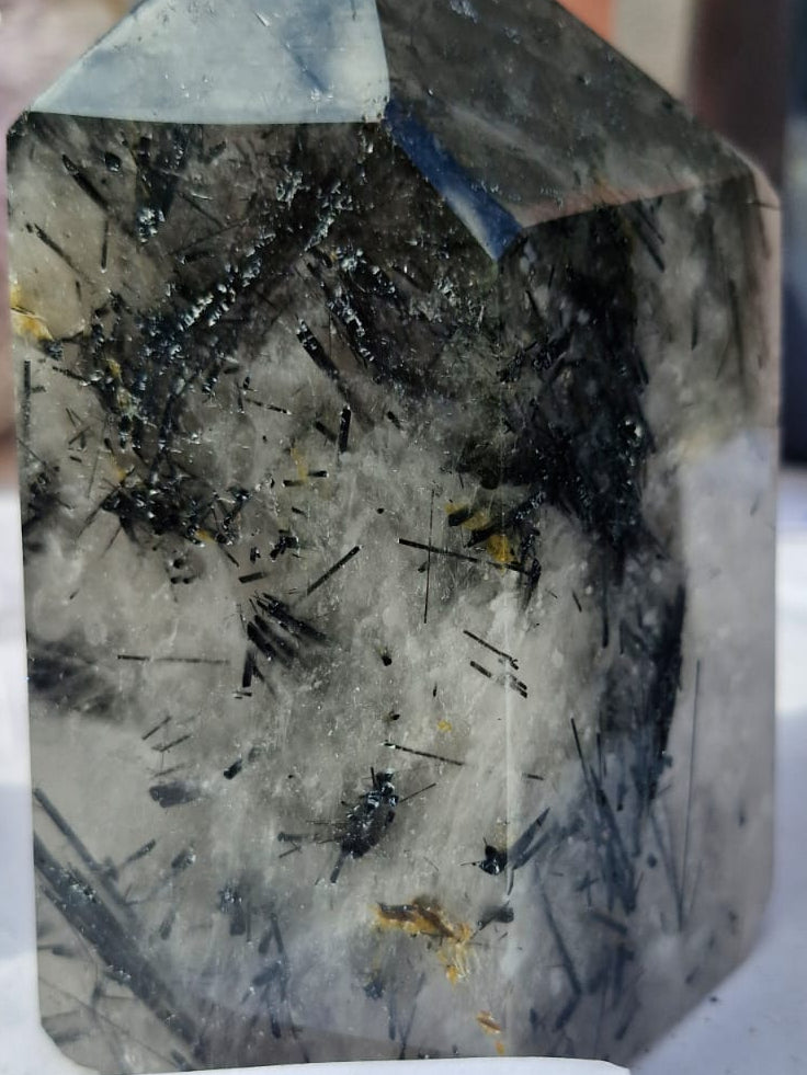 (+12 WEEKS!) Polished Medium Tourmalinated Quartz Display Crystal x 1 From Ambatondrazaka, Madagascar