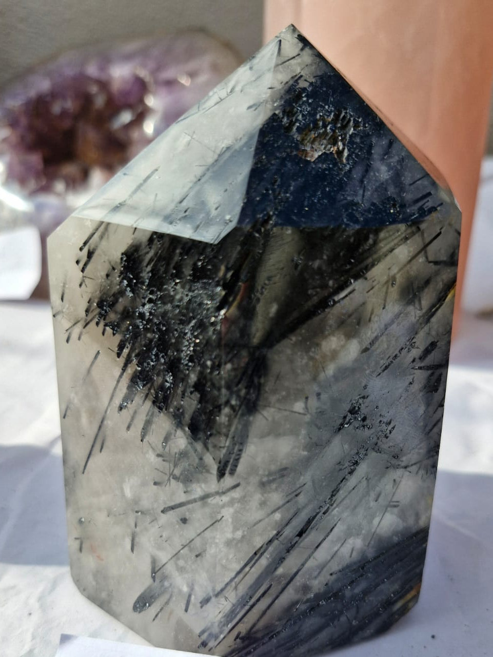 (+12 WEEKS!) Polished Medium Tourmalinated Quartz Display Crystal x 1 From Ambatondrazaka, Madagascar