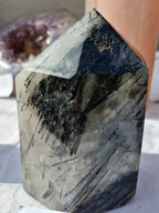 (+12 WEEKS!) Polished Medium Tourmalinated Quartz Display Crystal x 1 From Ambatondrazaka, Madagascar