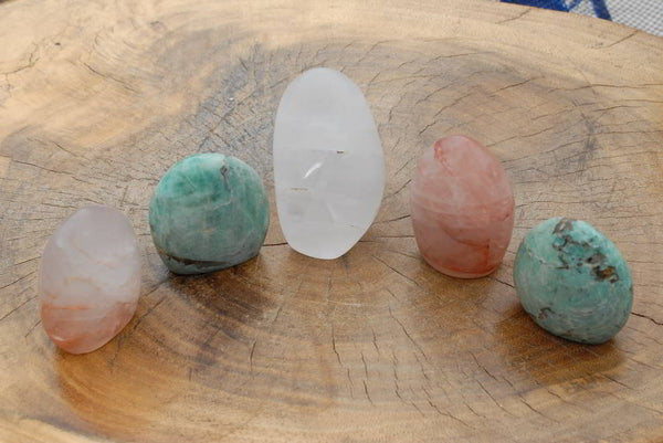 Polished Red Hematoid, Amazonite & Girasol Standing Free Forms x 6 From Madagascar - TopRock