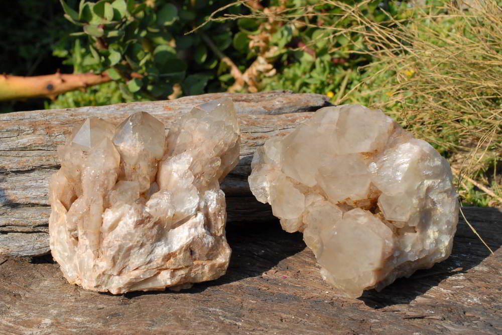 Natural Smokey Phantom Quartz Clusters x 2 From Lwena, Congo - TopRock