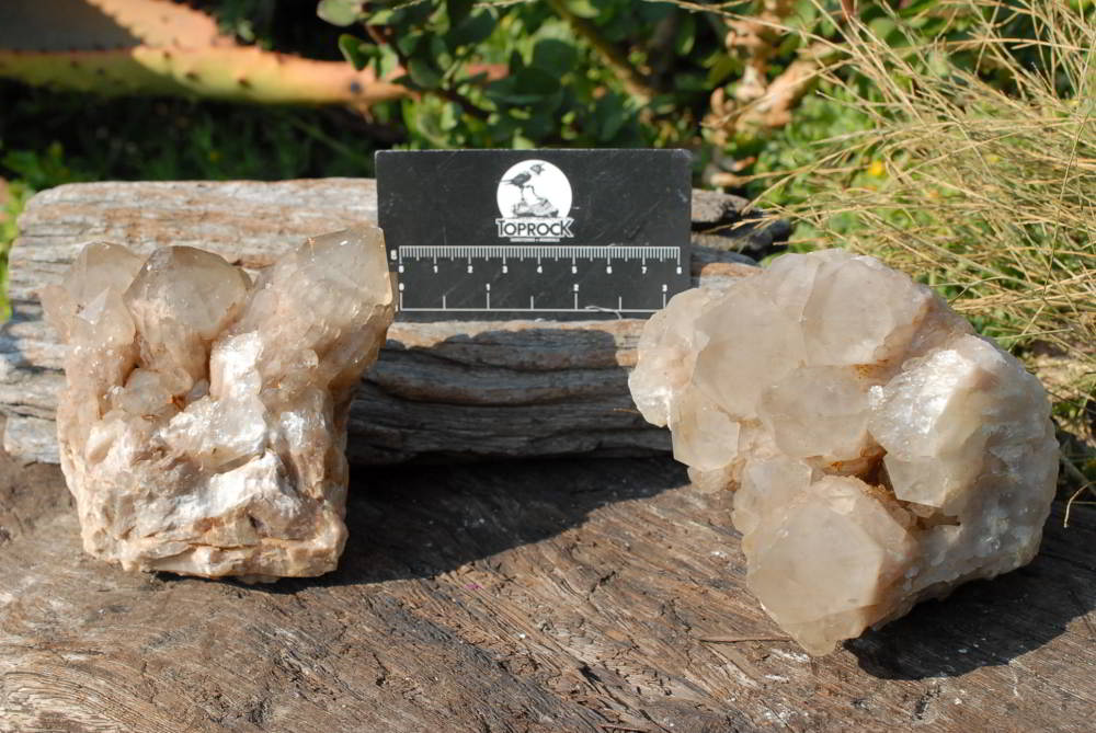 Natural Smokey Phantom Quartz Clusters x 2 From Lwena, Congo - TopRock