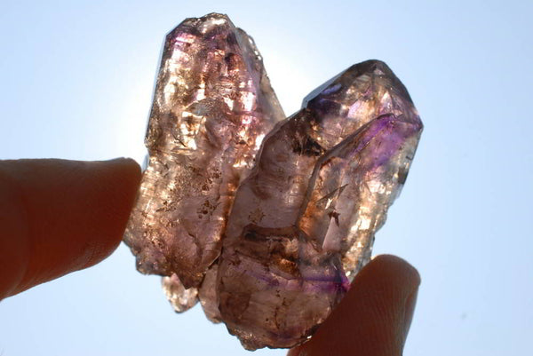 Natural Skeletal Sceptre & Window Smokey Amethyst Crystals x 12 From Chiredzi, Zimbabwe - TopRock