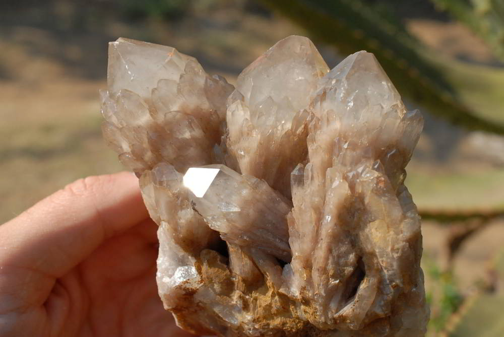 Natural Smokey Phantom Quartz Clusters x 2 From Lwena, Congo - TopRock