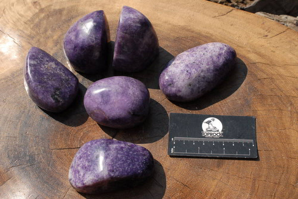 Polished Intense Rich Purple Lepidolite Gallets x 6 From Zimbabwe - TopRock