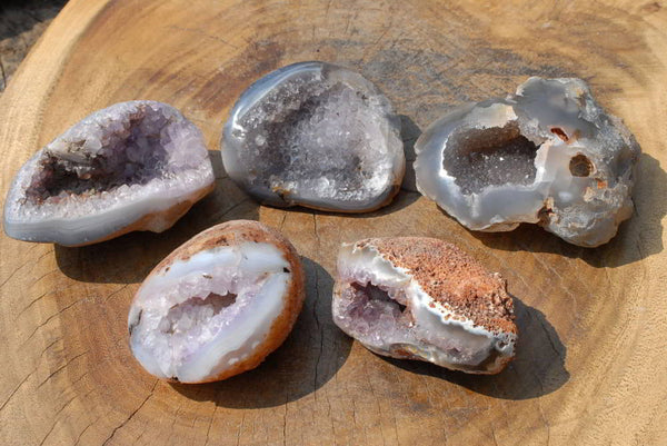 Polished Agate Amethyst Geodes x 6 From Madagascar - TopRock