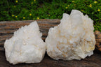 Natural Madagascar  White Phantom Window Quartz Clusters x 2 From Madagascar - TopRock