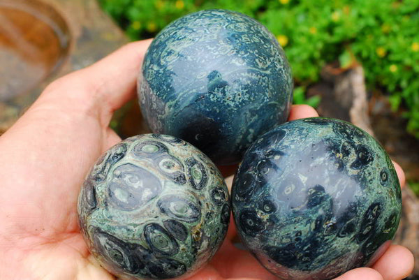 Polished Stromatolite Kombaba Jasper Spheres x 4 From Madagascar - TopRock