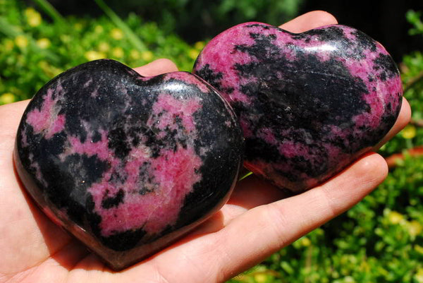 Polished Rhodonite Hearts & x 1 Egg x 4 From Madagascar - TopRock