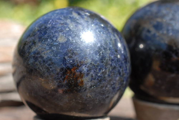 Polished Water Sapphire Iolite Spheres x 3 From Madagascar - TopRock