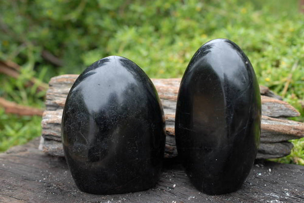 Polished Black Tourmaline Standing Free Forms x 2 From Madagascar - TopRock