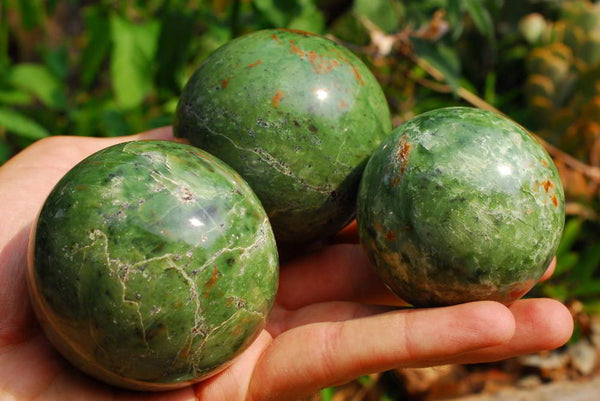 Polished Chrysoprase Spheres x 6 From Madagascar - TopRock