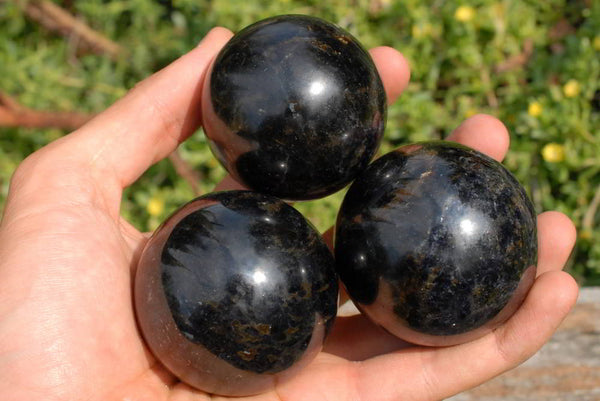 Polished Blue Water Sapphire Spheres x 4 From Madagascar - TopRock