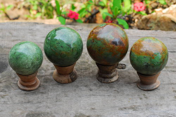Polished Chrysoprase Spheres x 4 From Madagascar - TopRock