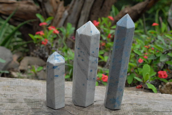 Polished Blue Spotted Spinel Crystal Points x 3 From Madagascar - TopRock