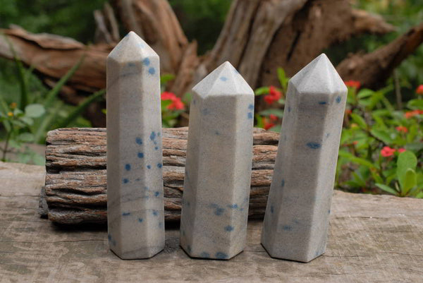 Polished Blue Spinel Quartz Crystal Points x 3 From Madagascar - TopRock