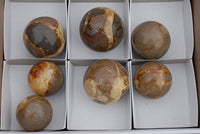 Polished Septerye (Calcite & Aragonite) Spheres x 7 From Madagascar - TopRock