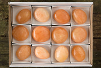 Polished Orange Twist Calcite Palm Stones  x 12 From Madagascar - TopRock