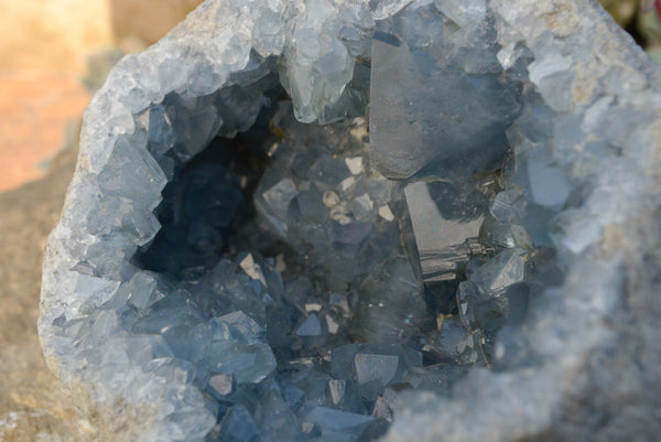 Natural Blue Celestite Geode Specimen With Large Cubic Crystals  x 1 From Sakoany, Madagascar - TopRock